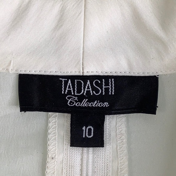 Tadashi Black & White lace trim v-neck 3/4 sleeve Evening blouse SZ 10 EUC - Picture 6 of 13